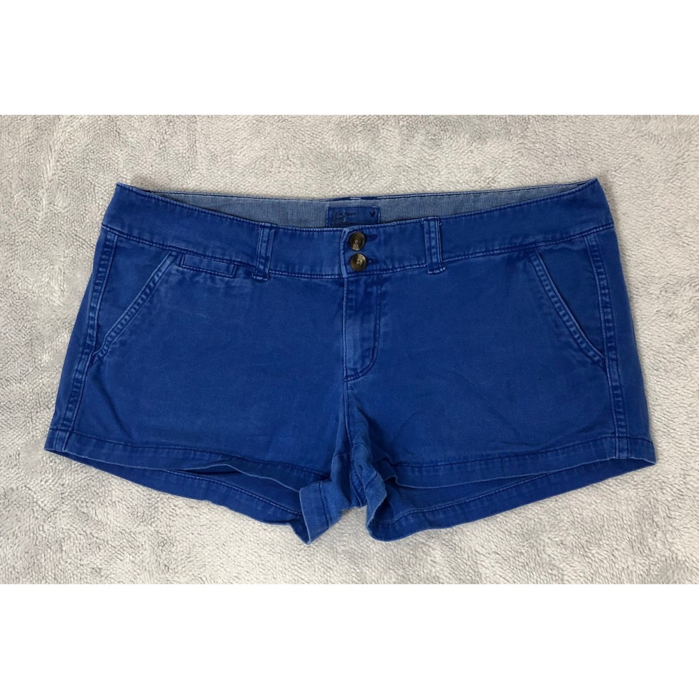 American Eagle Shorts Women's Size 10 Blue Stretch Chino Low Rise Casual Summer